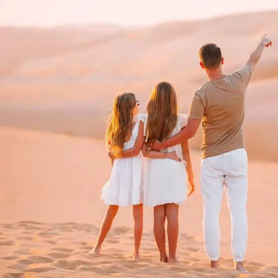 Family in desert